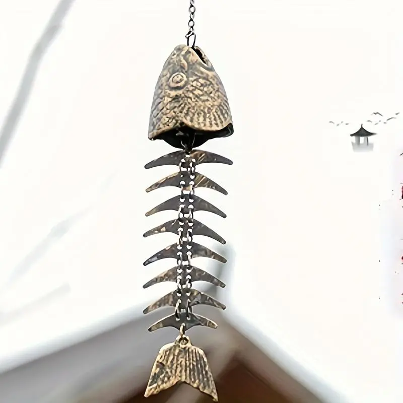 Fishbone Design Wind Chime, Unique Fishbone Design Wind Chime, Durable Decorative Wind Chime for Garden, Outdoor, Home Decor, Party Decoration, Dragonfly Decoration Windchimes