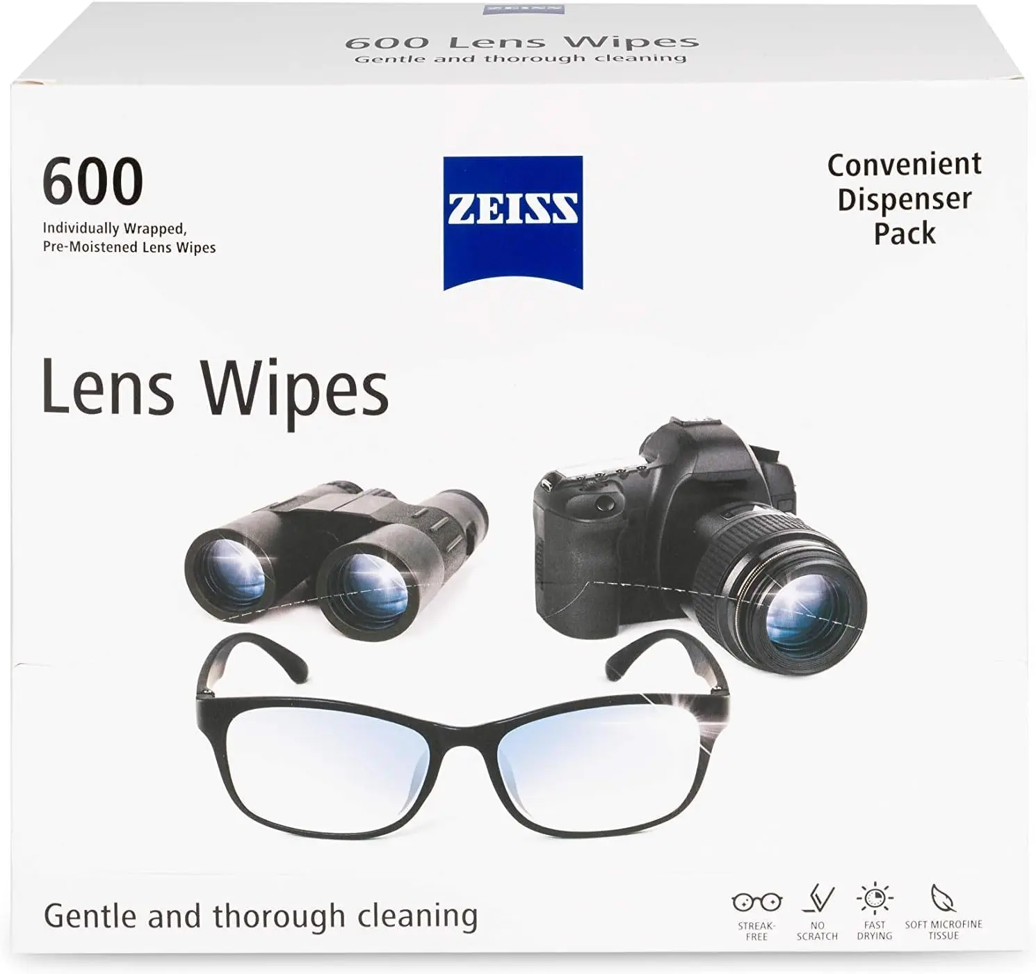 ZEISS Pre-Moistened Lens Cleaning Wipes, 600 Count - for Camera, Mobile Device, and Electronics Lens Maintenance