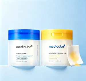 Official Medicube 2-in-1 Peel Pad Set | Zero Pore Control Pad & Turmeric Kojic Acid Brightening Toner Pads Minimize Pores Fade Acne Marks Even Skin Tone 140 Sheets Total Korean Facial Care