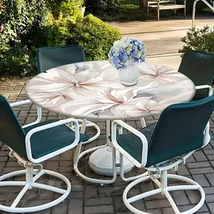 1PC Elastic Round Tablecloth with Watercolor Floral Print, Bohemian Style for Indoor Outdoor Dining, Perfect for Picnics Parties and Celebrations
