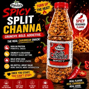 Paula's Spicy Split Channa 375g Crunchy Caribbean Chickpea Snack High in Protein Bold Spice Kick Real Flavor Perfect for Snacking