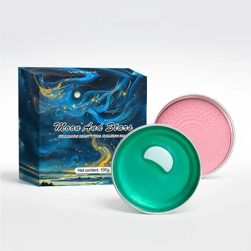 Vegan Makeup Brush & Sponge Cleaner Solid Soap with Silicone Pad, Foam-Boosted Deep Residue-Free Cleansing for Beauty Tools, 100g/3.53oz Brush Cleaner