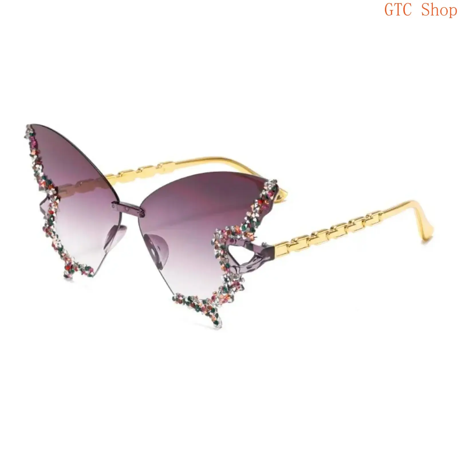 Unisex Viral Butterfly Sunglasses - Stylish Elegant Fashion Sports Eyewear, Gradient PC Lenses with Sparkling Small Diamond Decor, Lightweight Durable Comfortable Frame, Summer Party Outdoor Accessory, Viral Sunglasses