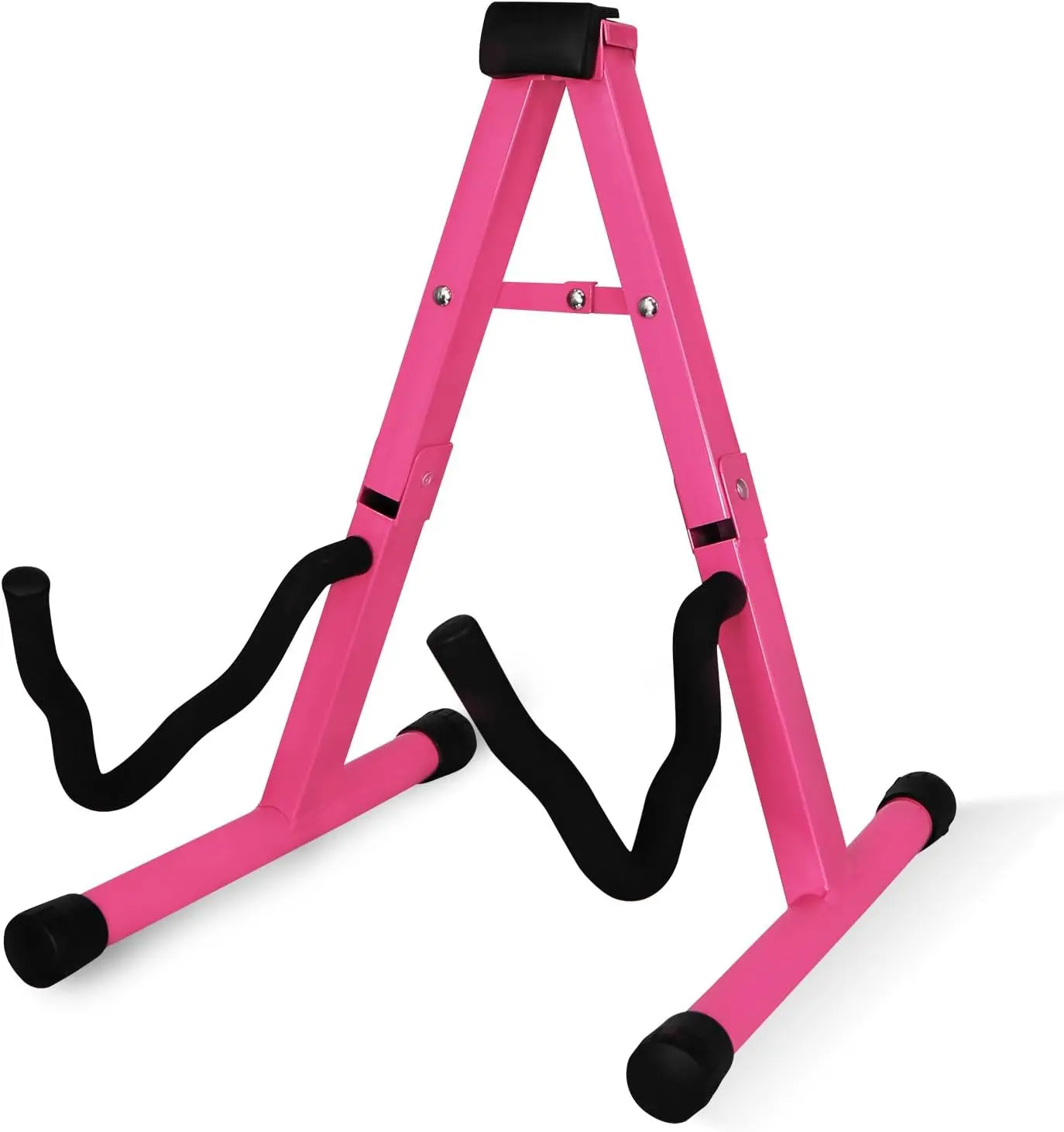 5 CORE Metal Alloy A-Frame Folding Adjustable Stand Guitars & Gear Accessories - Heavy Duty, Soft Padded Foam Sleeves, for Electric, Acoustic, Bass, Banjo, Stage, Studio (Pink), Acoustic Guitars & Gear Accessories