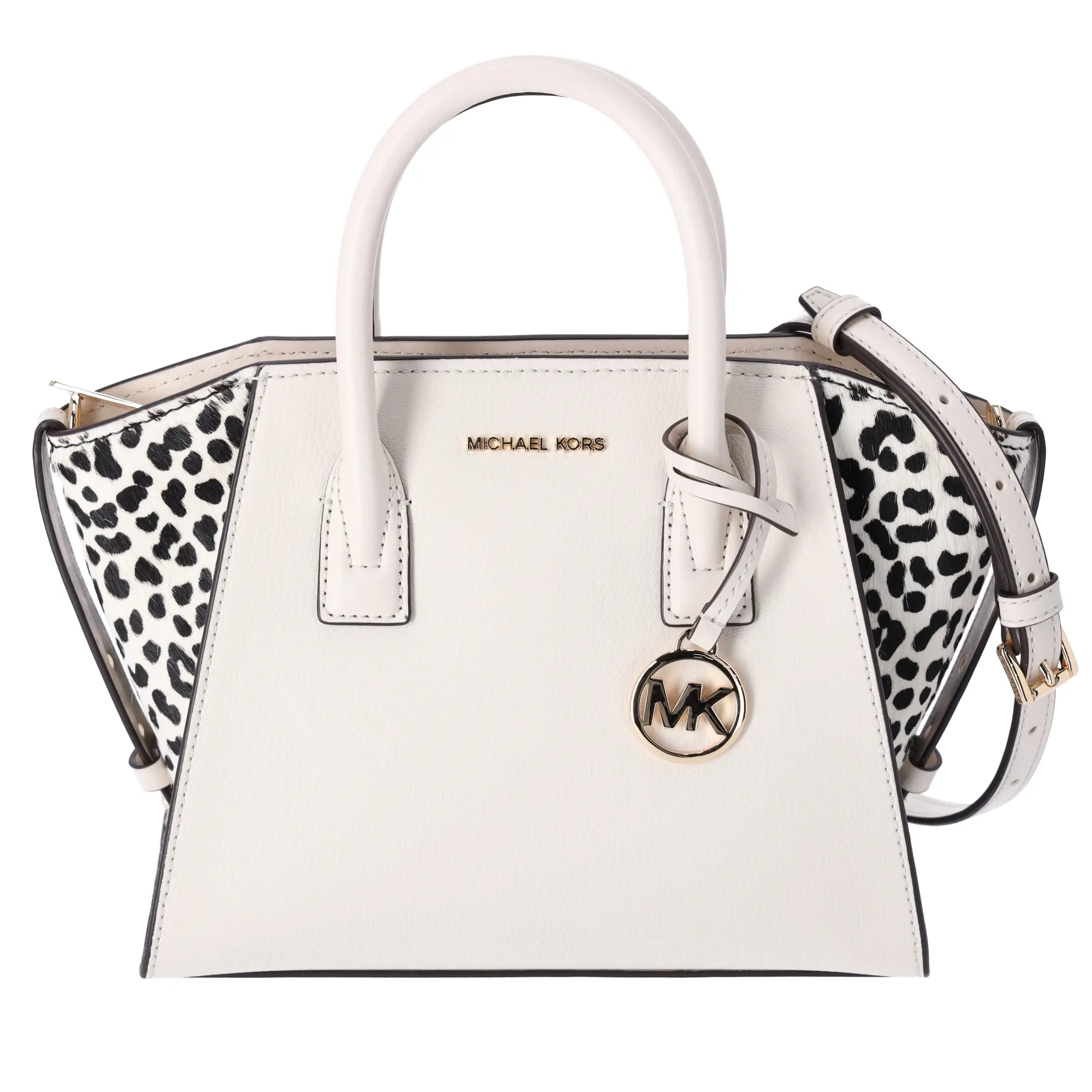 Pre-owned MICHAEL KORS Leather Shoulder Bags Avril Small Cheetah Print Calf Hair Satchel Light Cream