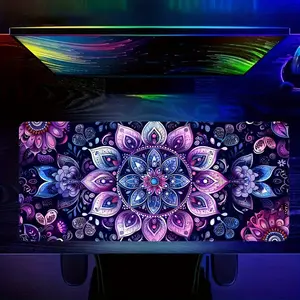 Large Rubber Gaming Mouse Pad, Flower Prosperity Design Style, Ideal for Office and Game Settings, Christmas and Halloween Gift Choice