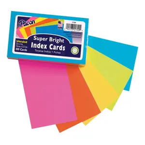 Pacon  Super Bright Index Cards Unrule - 3 x 5 in. - Pack of 6