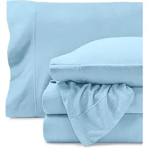 Super Soft Fleece Sheet Set - Queen Size - Extra Plush Polar Fleece, No-Pilling Bed Sheets - All Season Cozy Warmth (Queen, Light Blue)