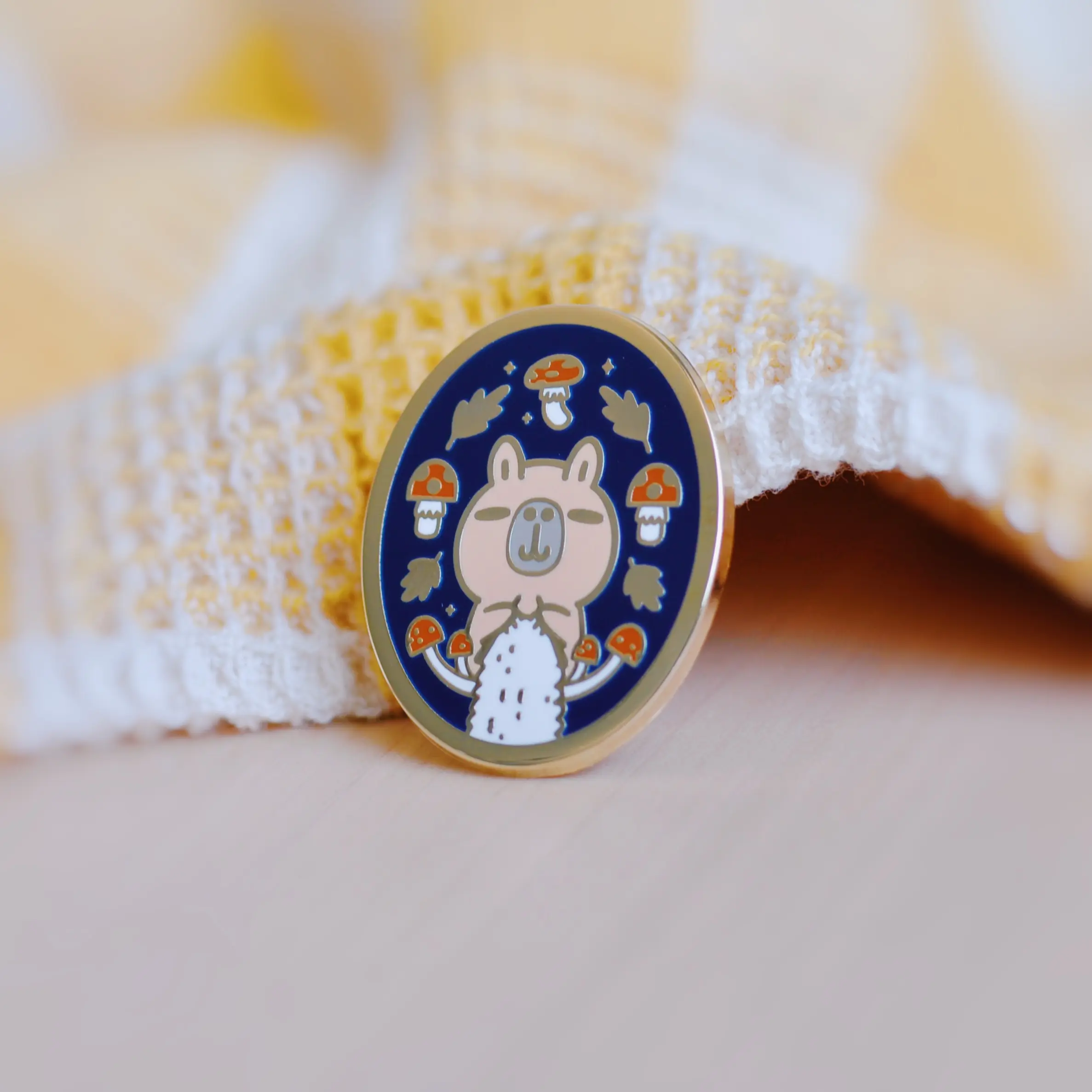 Noristudio Knitting Moonch Enamel pin, Fall Theme, Limited Edition