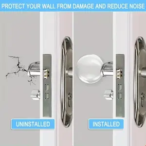 3pc Soft PVC Door Handle Wall Protector, Multi-Color Half Round, Strong Self-Stick Thickened, Maximum Protection for Doors and Walls
