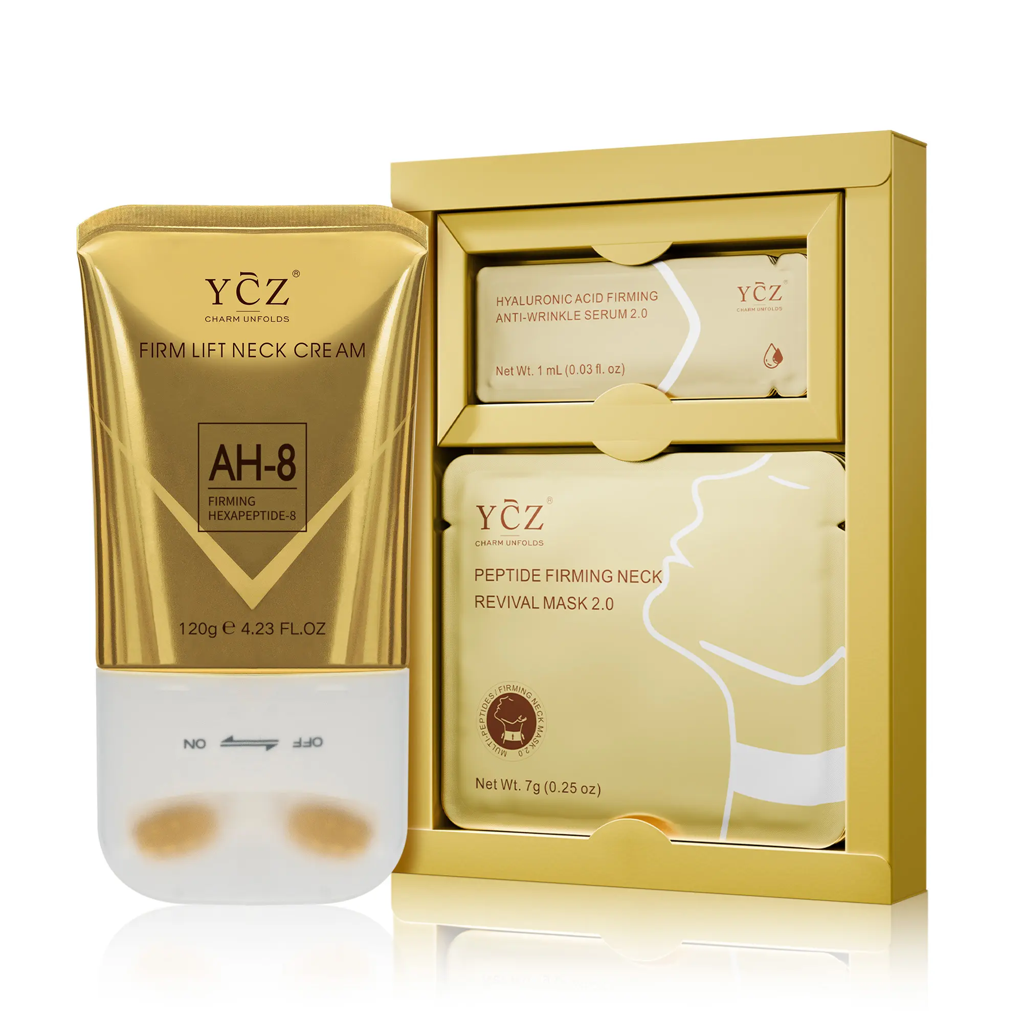 [YCZ] Neck Care Duo – Peptide Firming Neck Mask & Hydrating Neck Cream Set, Smooth the Look of Lines, Support Elasticity & Nourish Skin