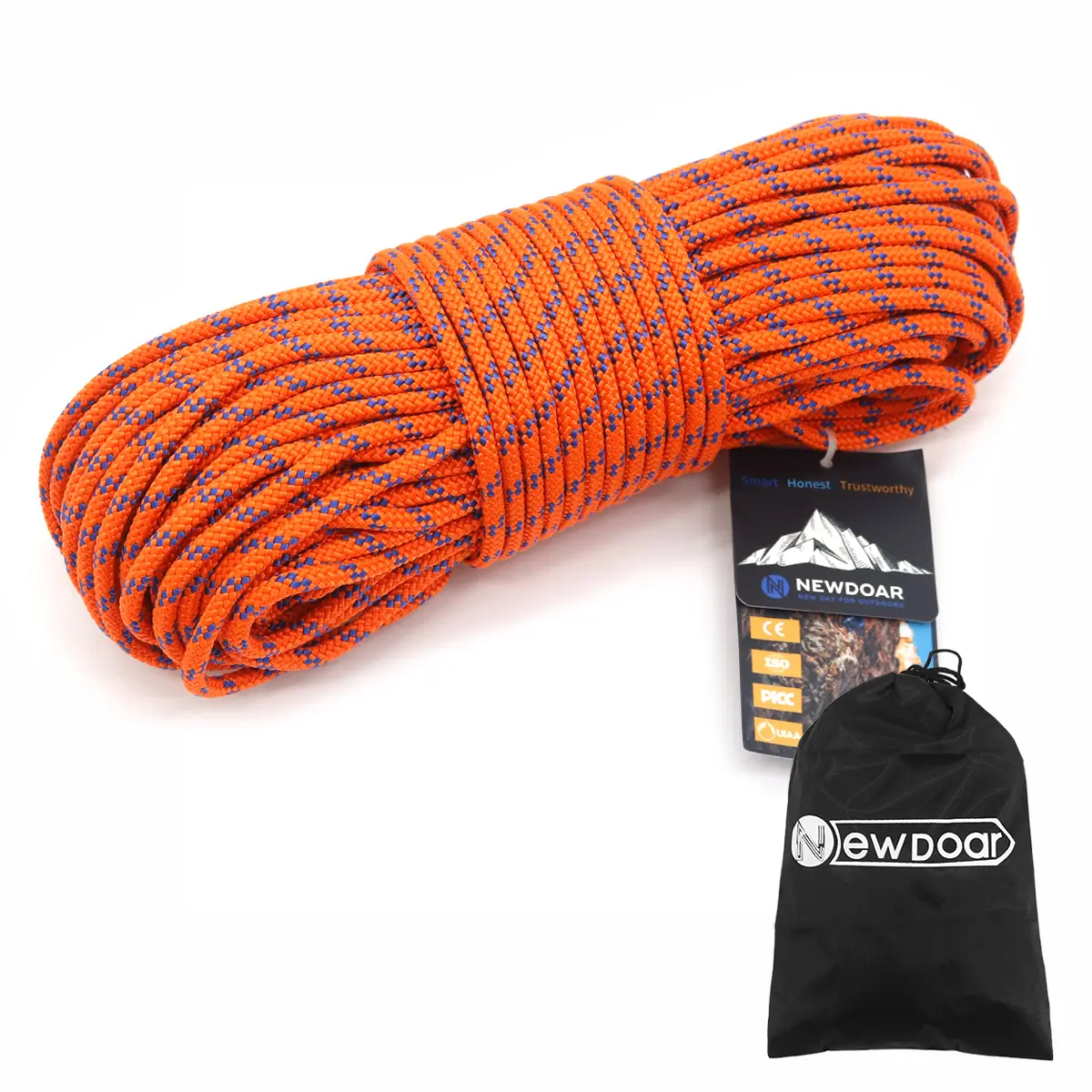 NEWDOAR 6mm Polyester Static Climbing Rope - CE/UIAA Certified Accessory Cord for Arborists - 6m/15m/30m/50m Lengths for Tough Outdoor Hauling, Dragging, Dock Lines - Father's Day Gift, Polyester For Tough Outdoor Use, Fathersdaygift, Magnet Fishing, Moun