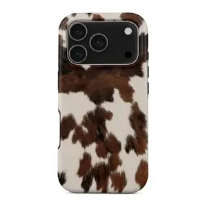 Brown & White Cowhide Phone Case -Western Cow Print iPhone17Pro max 16 .15,14,13,12 Case,Shockproof and anti-drop phone case, smart protective case iPhone Design Lotus lurvia Stripe Slim