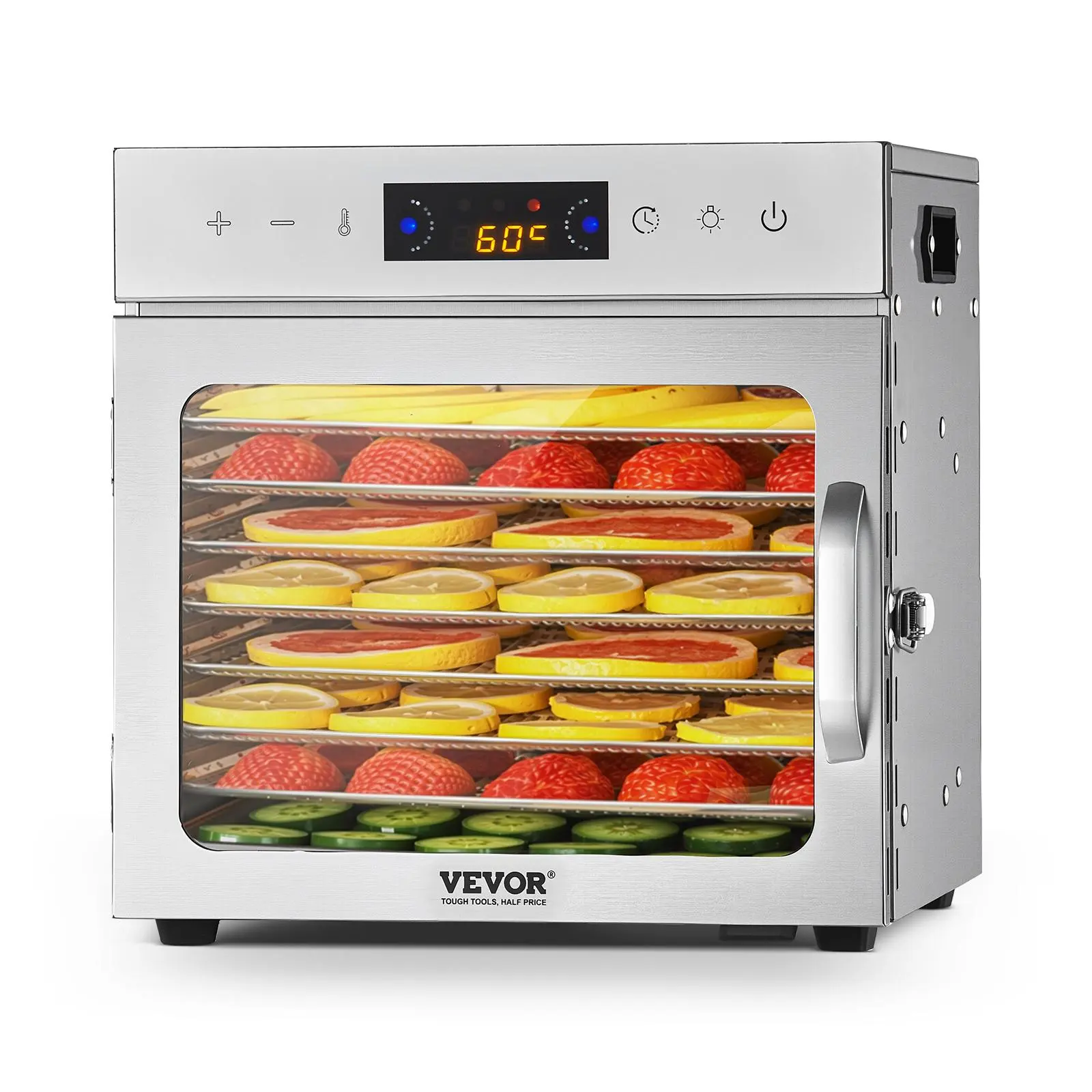 【Summerfinds】VEVOR Food Dehydrator Machine, 8 Stainless Steel Trays, 400W Electric Food Dryer with Adjustable Temperature & 24-Hour Timer, Freeze Dryer for Jerky, Meat, Fruit, Vegetables, Herbs, Dog Treats