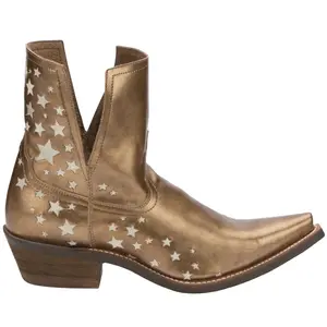 Nocona Boots Womens Sitrine Brown Metallic Snip Toe  Dress Boots Ankle Low Heel 1-2" - Gold