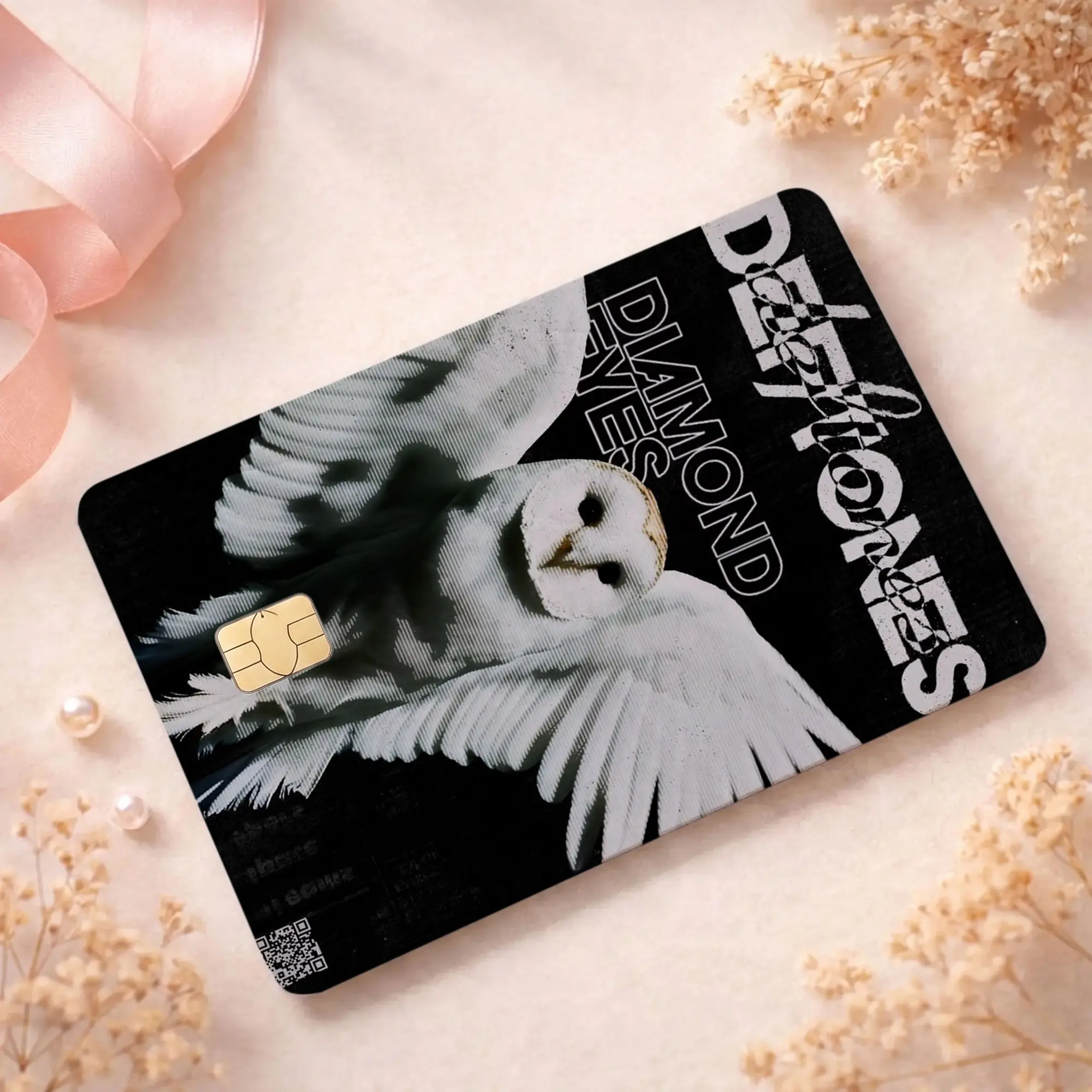 Diamond Eyes Crebit Card Decals, Deftones Dedit Card Skin, Y2K Nu-Metal Premium Matte Vinyl Owl Stickers for Rock Music Fans, Wallet Decor