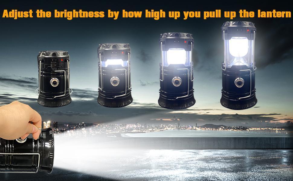 2026 New 8-Pack Collapsible Portable LED Camping Lantern, Lightweight Waterproof Solar USB Rechargeable Flashlight, Bright Camping Lights for Indoor/Outdoor Emergency, Hiking, Tent, Power Outage, Camping Gear，4-pack Solar Camping Lantern