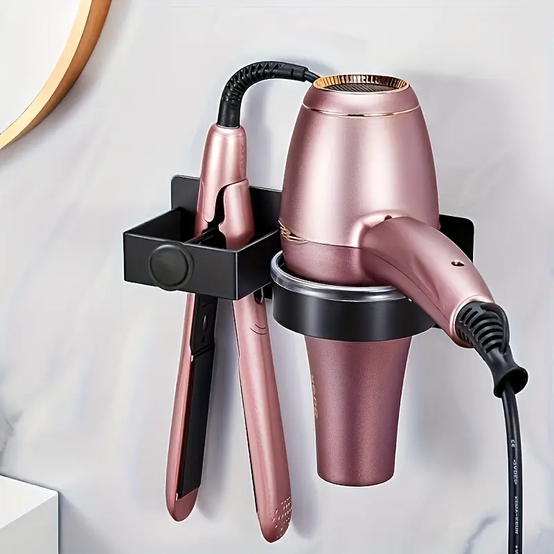 Wall-Mounted Hair Styling Tool Rack, No-Drill Hair Dryer Holder & Curling Iron Storage Stand, Bathroom Organizer for Straighteners & Curlers, Bathroom Accessory