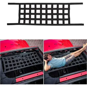 Mesh Cargo Net Hammock Roof Top Netting Hammock for Jeep Wrangler YJ TJ JK JKU JL JLU JT & Gladiator JT Accessories 1987-2024 (Black)