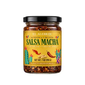 El Alebrije - Salsa Macha with Peanut – Authentic Mexican Chili Oil with Árbol Chili and Roasted Peanut – Hand Made Gourmet Salsa with Roasted Peanut – Mexican Chili Crisp – 7 oz | Imported from Mexico