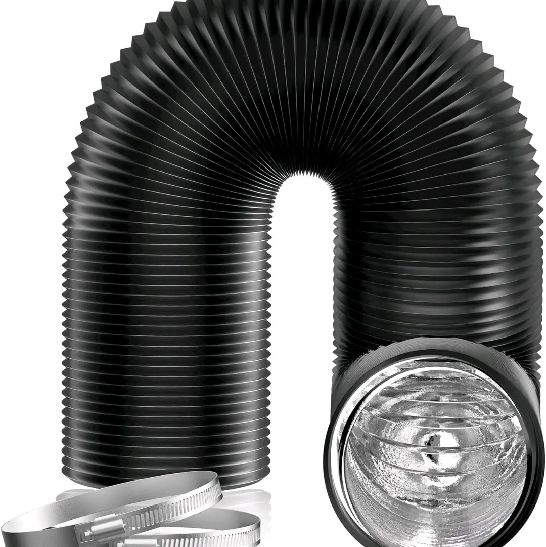 Hon&Guan 3" x 8FT Insulated Duct with Aluminum Foil, Flexible Dryer Vent Hose for HVAC Ventilation and Duct Fan Systems, 2 Clamps Include