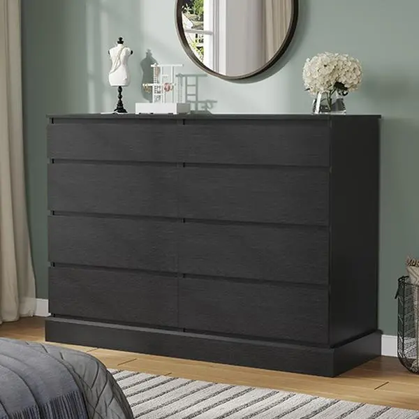 Hasuit 51.5 Inch Wide Dresser for Bedroom Long Dresser with 8 Drawers Wooden Dressers Chest Large Capacity Clothing Storage Cabinet Dual-Use Design for Bedroom Living Room Entryway