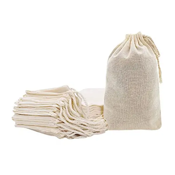 Mandala Crafts Cotton Muslin Bags with Drawstring - Natural Cotton Drawstring Bags - Unbleached Cloth Sachet Bags Empty Drawstring Pouch Set for Favor Gift