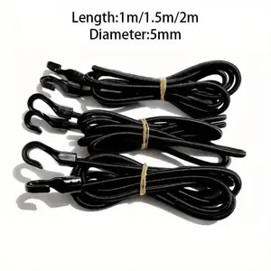 1m/1.5m/2m Heavy Duty Nylon Elastic Bungee Shock Cord Strap Stretch Plastic Hook Car Luggage Tent Kayak Boat Canoe Bikes Rope Tie