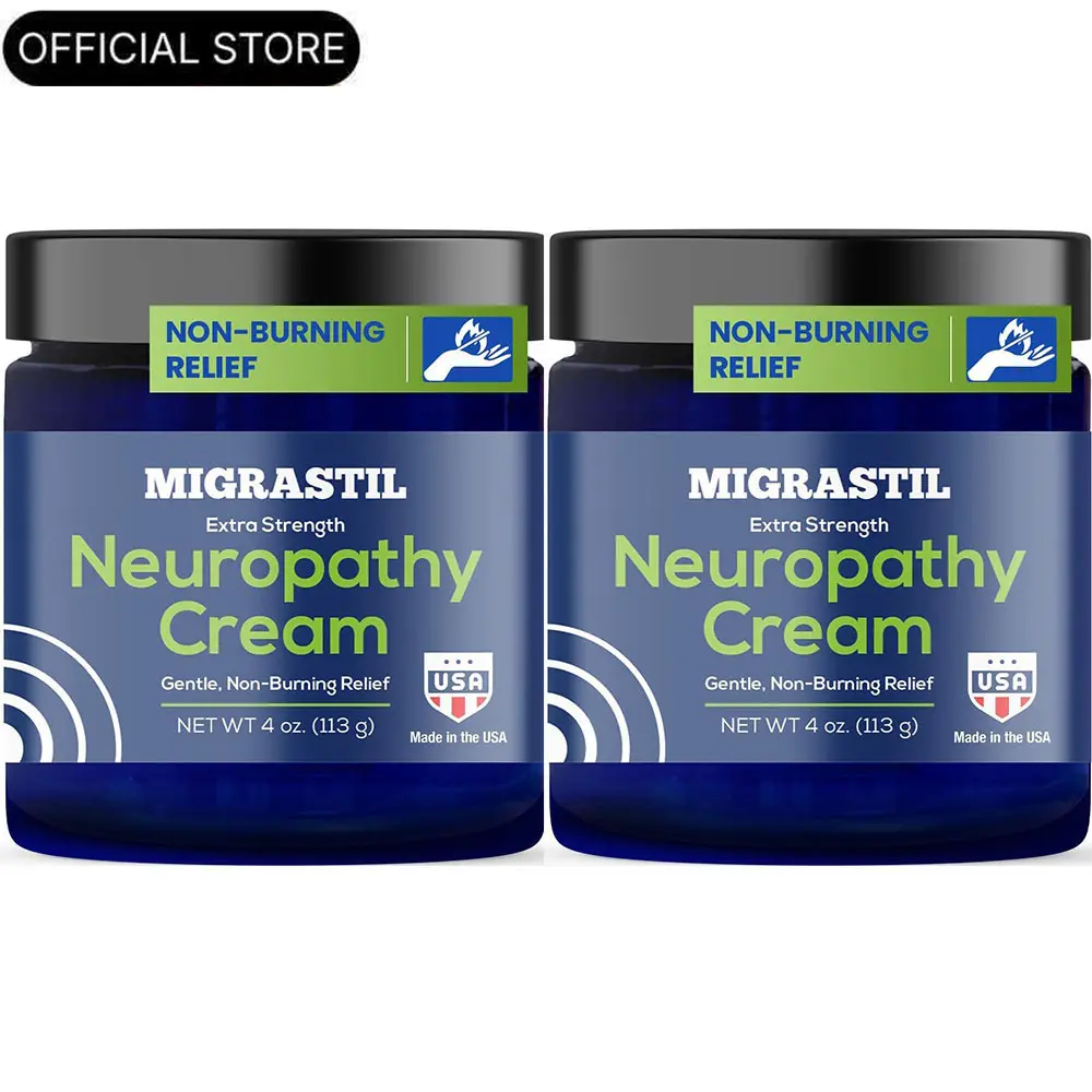 2 Pack Migrastil Neuropathy Cream - Soothing Cream for Feet, Legs, Hands, Etc. Aloe Shea Butter Gentle Clove Moisturizing Body Care Daily