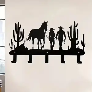 Western Cowboy Wall Key Hook, Metal Key Hat Backpack Rack, Home Decor Storage Solution, Perfect Gift for Equestrians, Wall Mounted Hook