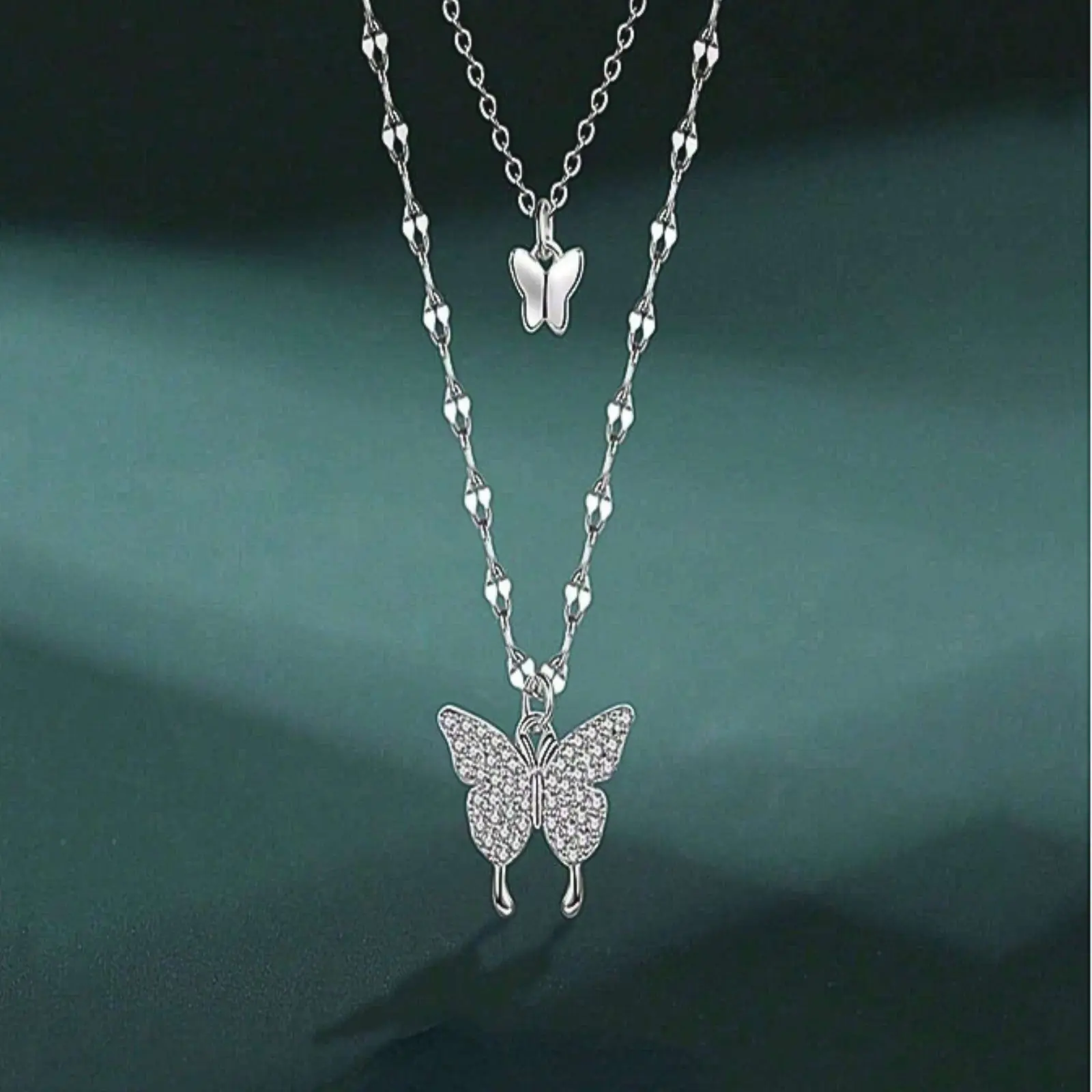 Double layer butterfly necklace fashion necklace, perfect gift for girlfriend daily wear