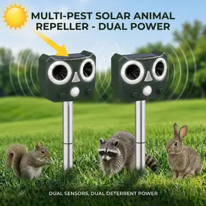 2026 Upgraded Ultrasonic Animal Deterrent - Waterproof Solar-Powered Outdoor Repellent with Motion Sensor for Outdoor Spaces, Cats & Squirrels