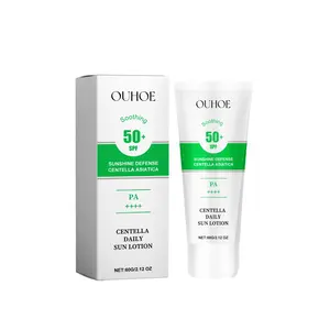OUHOE Centella Asiatica Daily Sun Lotion, Hyaluronic Acid UV Protection Cream, Lightweight Clear Hydrating, After Sun Soothe Redness, Gentle Isolation Moisturizing, Summer Daily Facial Sunscreen