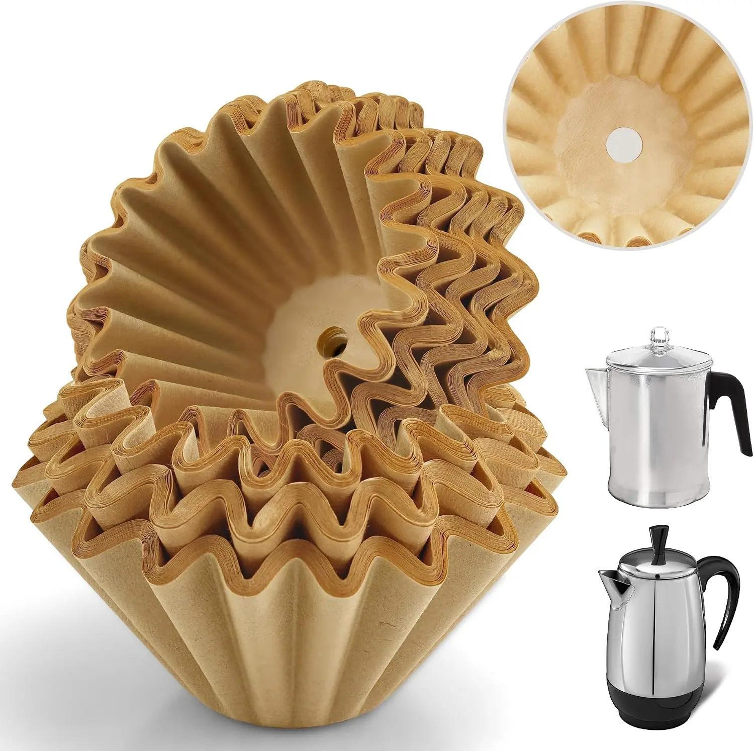 Classic Disposable Perforated Percolator Coffee Filters, 150 Pcs, Compatible with Farberware FCP240 Yosemite, Coletti Bozeman 6/9-Cup, Elite Gourmet 6-Cup Coffee Percolators