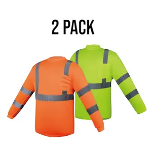 Class 3 Long-Sleeve Safety Shirts - 2 Pack of Men's Clothing for Safety and Protection - Menswear