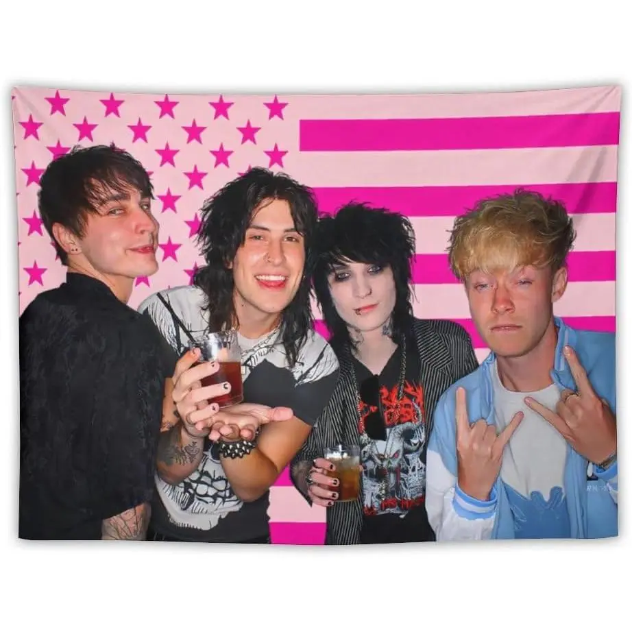 Pink Flannel Celebrity Merch Wall Tapestry - Sam, Colby, Jake Webber, Johnny Gilbert Themed, Whimsical Wall Decor, Hand Washable, Fade-Resistant Bedroom Birthday Hanging Home Decor