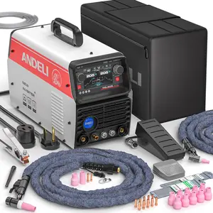 ANDELI TIG-205PRO AC/DC 205Amp Aluminum TIG Welder with 4.3'' LCD Display, 10-in-1 Modes, 110V/220V Dual Voltage, Foot Pedal, Cold Welding for Aluminum & Stainless Steel, Multiprocess Welders, Tig Welding Torch