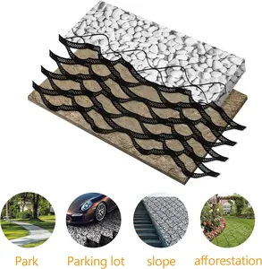 3" Thick Ground Grid 16.5 x 6.5 FT, Gravel Retainer 1880 LBS Per Sq ft, Geo Grid Driveway Stabilization for DIY Patio Walkway Driving RV Parking Slopes and Garden (Black, 6.5 x 16.5 FT)