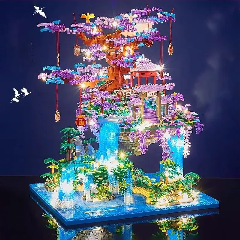 Cherry Blossom Mini Creative Building Blocks Set, Japanese Cherry Tree House Model, DIY Gift for Adults & Teens, Display Collectible, Building Sets