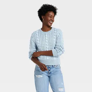 Women's Western Cable Crewneck Pullover Sweater - Universal Thread