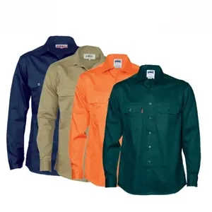DNC Workwear Close Front Cotton Drill Long Sleeve Shirt Comfortable Work 3204