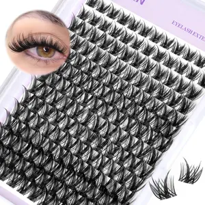 Lash Clusters Wispy Eyelash Clusters 10-18mm 168pcs Fluffy Volume Eyelashes Cluster Eyelash Extensions Natural Volume Lash Extensions DIY Individual Lashes Clusters with Soft Thin Band