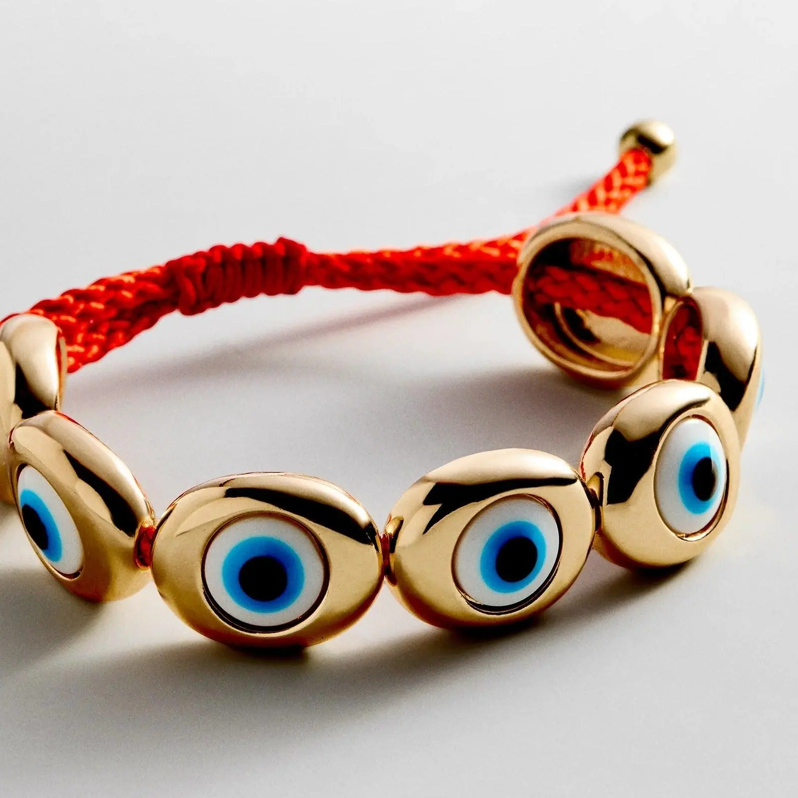 Evil Eye Bracelet - Gold/Blue, Colorful Bold Silhouette Protective Costume Jewelry with Adjustable Closure, Colorful Bracelet