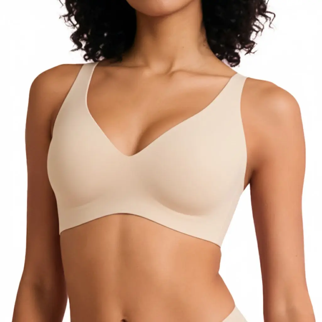 Jelly Women's Seamless Bras Deep V Wireless Push Up Soft Bras No Underwire Supportive Bra Breathable Comfort Sleep Bralettes