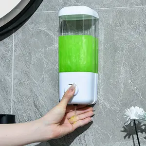 Wall Mounted Soap Dispenser, Plastic, No-Drill Hotel Quality Soap Pump, Press-Type Shampoo and Conditioner Dispenser, with Adhesive Fixation for Shower and Bathroom Accessories, Soap Container