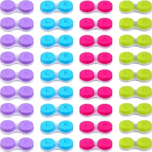 36 Pack Colorful Contact Lens Case Left/Right Contact Lens Soak Storage Contact Lens Travel Container, 4 Colors