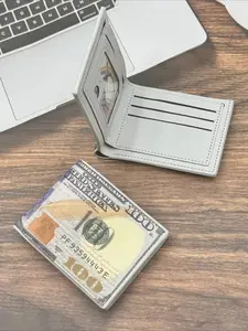 Men's Wallets with 100 US Dollar Pattern Male Leather Wallet with Card Holder Coin Pocket Purse Cartera Hombre Business Fashion Wallet