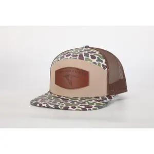 Men's 7-Panel Pintail Adjustable Snapback Cap - Casual Cotton-Poly Trucker Hat with Breathable Mesh and Genuine Patch