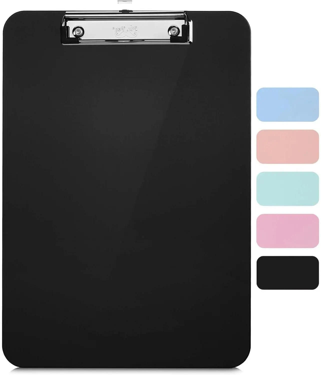 Plastic Clipboard, Letter Size, Black, Clipboard Plastic, Low-Profile Metal Clip with Retractable Hanging Hole
