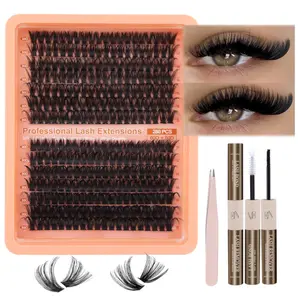 Mavphnee Fluffy Lash Extensions Kit 280Pcs Cluster Eyelash Extensions Thick D Curl Lash Clusters Volume 10-18MM DIY Individual Lashes Kit with Bond and Remover, Eyelash Tweezers
